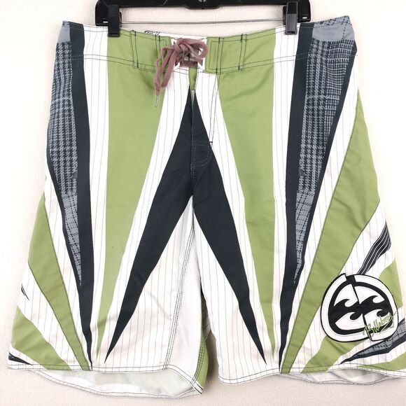 Vintage Billabong Andy Irons Board Shorts Size 38 Green Black